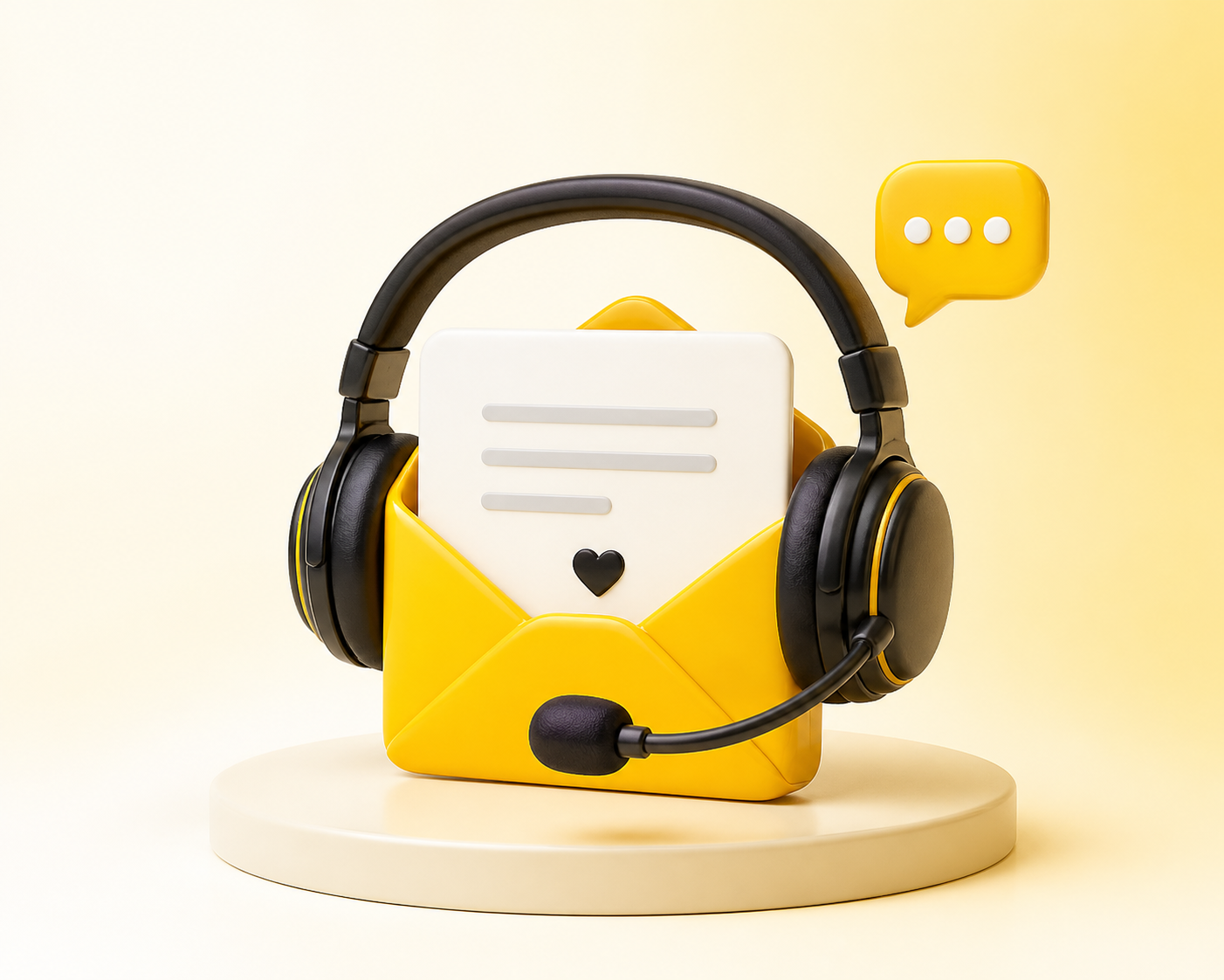 Customer support headset and message envelope